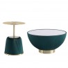 Manhattan Comfort Modern Anderson Coffee Table and End Table 1.0 Upholstered in Leatherette with Ceramic Faux Tabletop and Gold Metal Tabletop- Set of 2
