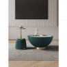 Manhattan Comfort Modern Anderson Coffee Table and End Table 1.0 Upholstered in Leatherette with Ceramic Faux Tabletop and Gold Metal Tabletop- Set of 2 Green