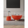 Manhattan Comfort Modern Anderson Coffee Table and End Table 1.0 Upholstered in Leatherette with Ceramic Faux Tabletop and Gold Metal Tabletop- Set of 2 Orange