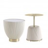 Manhattan Comfort Modern Anderson End Table 2.0 Upholstered in Leatherette with Ceramic Faux Marble Tabletop