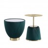 Manhattan Comfort Modern Anderson End Table 2.0 Upholstered in Leatherette with Ceramic Faux Marble Tabletop Green