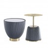 Manhattan Comfort Modern Anderson End Table 2.0 Upholstered in Leatherette with Ceramic Faux Marble Tabletop Grey