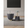 Manhattan Comfort Modern Anderson End Table 2.0 Upholstered in Leatherette with Ceramic Faux Marble Tabletop Grey