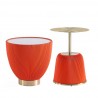 Manhattan Comfort Modern Anderson End Table 2.0 Upholstered in Leatherette with Ceramic Faux Marble Tabletop Orange