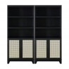 Manhattan Comfort Sheridan Modern Cane Bookcase with Adjustable Shelves - Black