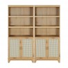 Manhattan Comfort Sheridan Modern Cane Bookcase with Adjustable Shelves Nature