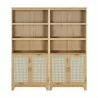 Manhattan Comfort Sheridan Modern Cane Bookcase with Adjustable Shelves Nature - Manhattan Comfort Sheridan Modern Cane Bookcase with Adjustable Shelves Nature