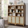 Manhattan Comfort Sheridan Modern Cane Bookcase with Adjustable Shelves - Set of 2 Nature