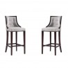 Manhattan Comfort Fifth Avenue Faux Leather Barstool in Light Grey (Set of 2)