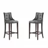Manhattan Comfort Fifth Avenue Faux Leather Barstool in Pebble Grey (Set of 2) - Manhattan Comfort Fifth Avenue Faux Leather Barstool in Pebble Grey (Set of 2)