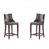 Manhattan Comfort Emperor Faux Leather Barstool in Pebble Grey (Set of 2)