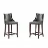 Manhattan Comfort Emperor Faux Leather Barstool in Pebble Grey (Set of 2) - Manhattan Comfort Emperor Faux Leather Barstool in Pebble Grey (Set of 2)