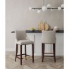 Manhattan Comfort Modern Shubert Barstool Upholstered In Light Grey Leatherette with Beech Wood Legs - Set of 2