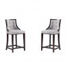 Manhattan Comfort Fifth Avenue Faux Leather Counter Stool in Light Grey (Set of 2)