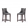 Manhattan Comfort Fifth Avenue Faux Leather Counter Stool in Pebble Grey (Set of 2)