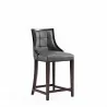 Manhattan Comfort Fifth Avenue Faux Leather Counter Stool in Pebble Grey Side - Manhattan Comfort Fifth Avenue Faux Leather Counter Stool in Pebble Grey Side