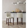 Manhattan Comfort Modern Shubert Counter Stool Upholstered In Ivory Leatherette with Beech Wood Legs - Set of 2