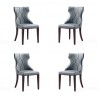 Manhattan Comfort Reine Faux Leather Dining Chair in Pebble Grey (Set of 4)