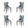 Manhattan Comfort Reine Faux Leather Dining Chair in Pebble Grey (Set of 4) - Manhattan Comfort Reine Faux Leather Dining Chair in Pebble Grey (Set of 4)