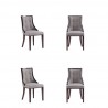 Fifth Avenue Faux Leather Dining Chair in Grey and Walnut Front Set 4