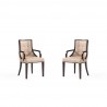 Manhattan Comfort Fifth Avenue Faux Leather Dining Armchair in Tan and Walnut Set of 2