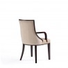 Manhattan Comfort Fifth Avenue Faux Leather Dining Armchair in Tan and Walnut Front Back Angle