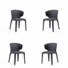 Manhattan Comfort Conrad Modern Woven Tweed Dining Chair in Black Set of 4 - Manhattan Comfort Conrad Modern Woven Tweed Dining Chair in Black Set of 4