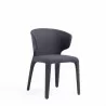 Manhattan Comfort Conrad Modern Woven Tweed Dining Chair in Black Side Angle - Manhattan Comfort Conrad Modern Woven Tweed Dining Chair in Black Side Angle