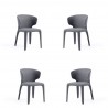 Manhattan Comfort Conrad Modern Woven Tweed Dining Chair in Grey set of 4