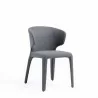 Manhattan Comfort Conrad Modern Woven Tweed Dining Chair in Grey Side Angle - Manhattan Comfort Conrad Modern Woven Tweed Dining Chair in Grey Side Angle