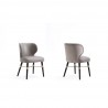 Manhattan Comfort Modern Strine Dining Chair Upholstered in Velvet and Leatherette with Solid Wood Legs in Dark Taupe Set of 2
