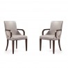 Manhattan Comfort Shubert Modern Faux Leather and Velvet Dining Armchair in Light Grey (Set of 2)