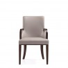 Manhattan Comfort Shubert Modern Faux Leather and Velvet Dining Armchair in Light Grey Front