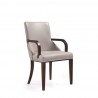 Manhattan Comfort Shubert Modern Faux Leather and Velvet Dining Armchair in Light Grey Side Angle