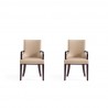 Manhattan Comfort Shubert Modern Faux Leather and Velvet Dining Armchair in Tan (Set of 2)