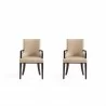 Manhattan Comfort Shubert Modern Faux Leather and Velvet Dining Armchair in Tan (Set of 2) - Manhattan Comfort Shubert Modern Faux Leather and Velvet Dining Armchair in Tan (Set of 2)
