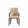 Manhattan Comfort Shubert Modern Faux Leather and Velvet Dining Armchair in Tan Front