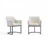 Manhattan Comfort Modern Serena Dining Armchair Upholstered in Leatherette with Steel Legs Cream - Set of 2
