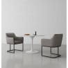 Manhattan Comfort Modern Serena Dining Armchair Upholstered in Leatherette with Steel Legs - Set of 2 Grey