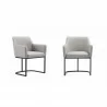 Manhattan Comfort Modern Serena Dining Armchair Upholstered in Leatherette with Steel Legs Light Grey - Set of 2 - Manhattan Comfort Modern Serena Dining Armchair Upholstered in Leatherette with Steel Legs Light Grey - Set of 2