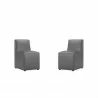 Manhattan Comfort Anna Modern Square Faux Leather Dining Chair in Pewter (Set of 2) - Manhattan Comfort Anna Modern Square Faux Leather Dining Chair in Pewter (Set of 2)