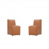 Manhattan Comfort Anna Modern Square Faux Leather Dining Chair in Saddle (Set of 2)