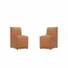 Manhattan Comfort Anna Modern Square Faux Leather Dining Chair in Saddle (Set of 2) - Manhattan Comfort Anna Modern Square Faux Leather Dining Chair in Saddle (Set of 2)