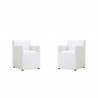 Manhattan Comfort Anna Modern Square Faux Leather Dining Armchair in Cream (Set of 2)