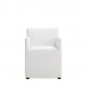 Manhattan Comfort Anna Modern Square Faux Leather Dining Armchair in Cream Front