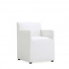 Manhattan Comfort Anna Modern Square Faux Leather Dining Armchair in Cream Front Angle