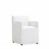 Manhattan Comfort Anna Modern Square Faux Leather Dining Armchair in Cream Front Angle - Manhattan Comfort Anna Modern Square Faux Leather Dining Armchair in Cream Front Angle