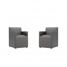 Manhattan Comfort Anna Modern Square Faux Leather Dining Armchair in Pewter (Set of 2)