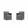 Manhattan Comfort Anna Modern Square Faux Leather Dining Armchair in Pewter (Set of 2) - Manhattan Comfort Anna Modern Square Faux Leather Dining Armchair in Pewter (Set of 2)