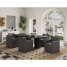 Manhattan Comfort Anna Modern Square Faux Leather Dining Armchair in Pewter Full Set